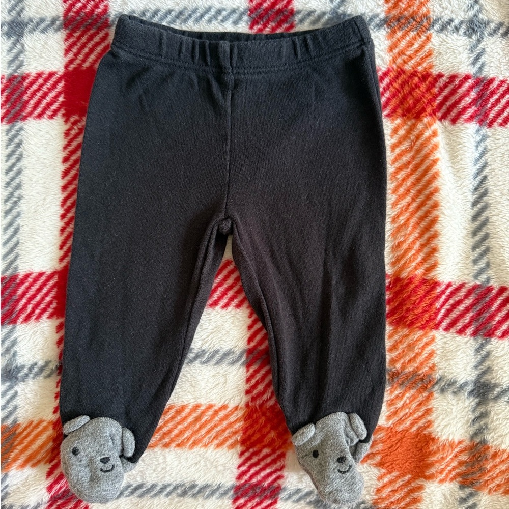 Carter's Black Leggings with Bear Footies